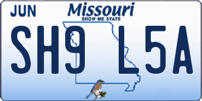MO license plate SH9L5A