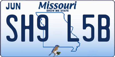 MO license plate SH9L5B