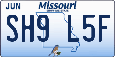 MO license plate SH9L5F