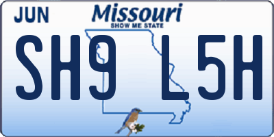 MO license plate SH9L5H