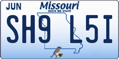 MO license plate SH9L5I