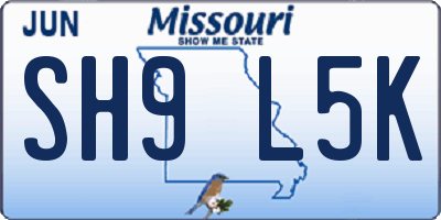 MO license plate SH9L5K