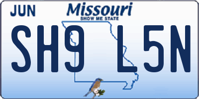 MO license plate SH9L5N