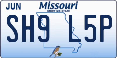 MO license plate SH9L5P