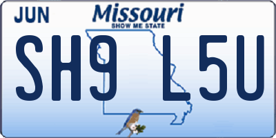 MO license plate SH9L5U