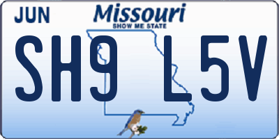 MO license plate SH9L5V