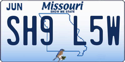 MO license plate SH9L5W