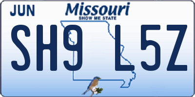 MO license plate SH9L5Z