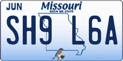 MO license plate SH9L6A