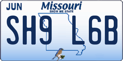 MO license plate SH9L6B