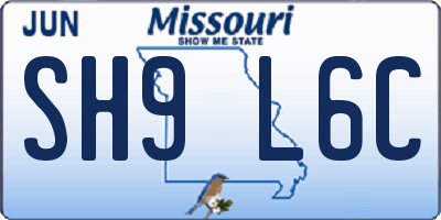 MO license plate SH9L6C