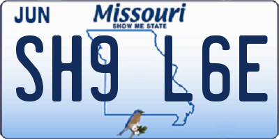 MO license plate SH9L6E