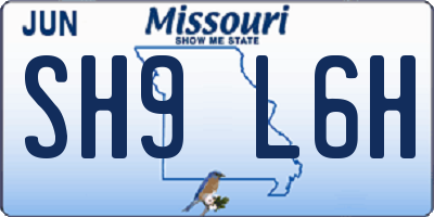 MO license plate SH9L6H