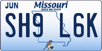 MO license plate SH9L6K