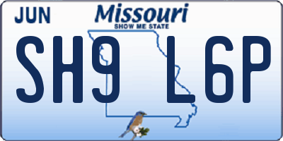 MO license plate SH9L6P