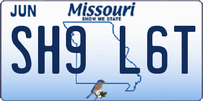 MO license plate SH9L6T