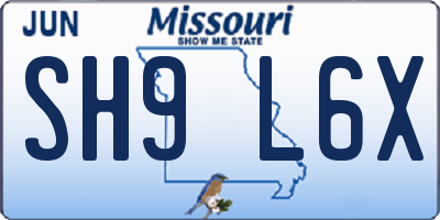 MO license plate SH9L6X