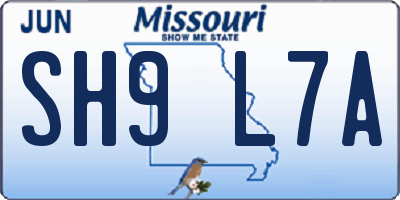 MO license plate SH9L7A