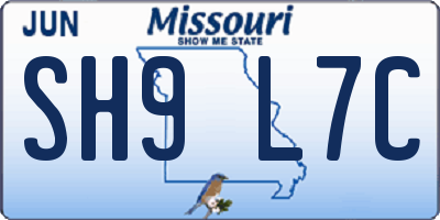 MO license plate SH9L7C