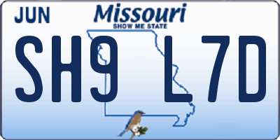 MO license plate SH9L7D