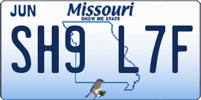 MO license plate SH9L7F