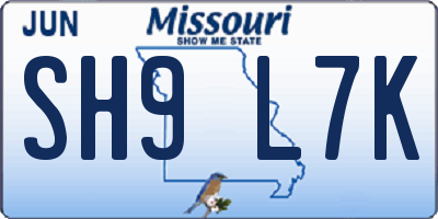 MO license plate SH9L7K