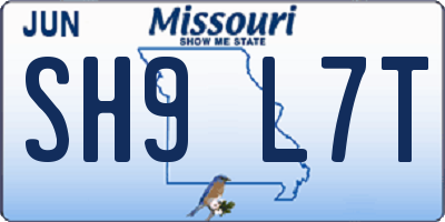 MO license plate SH9L7T