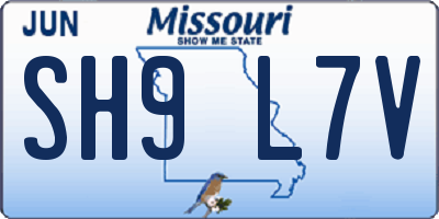 MO license plate SH9L7V