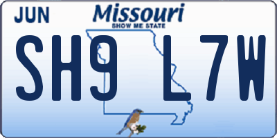 MO license plate SH9L7W