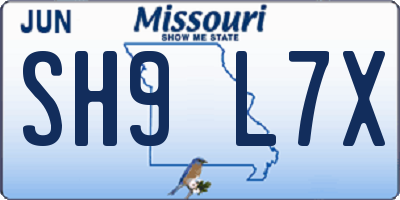 MO license plate SH9L7X