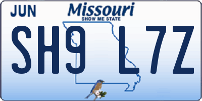 MO license plate SH9L7Z