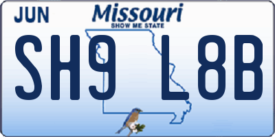 MO license plate SH9L8B