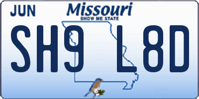 MO license plate SH9L8D