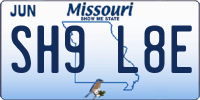 MO license plate SH9L8E