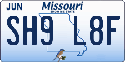 MO license plate SH9L8F