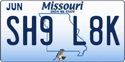 MO license plate SH9L8K