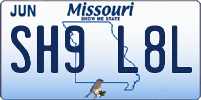 MO license plate SH9L8L
