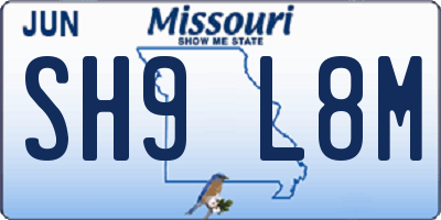 MO license plate SH9L8M