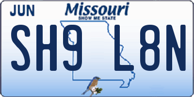 MO license plate SH9L8N