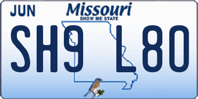 MO license plate SH9L8O
