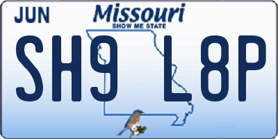 MO license plate SH9L8P