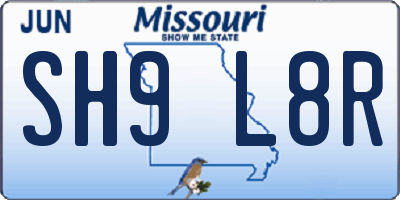 MO license plate SH9L8R