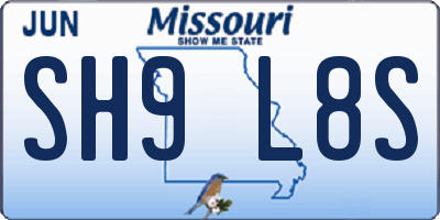MO license plate SH9L8S