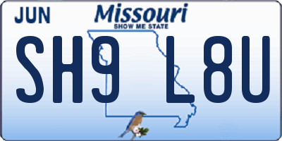 MO license plate SH9L8U