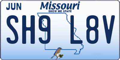 MO license plate SH9L8V