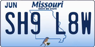 MO license plate SH9L8W