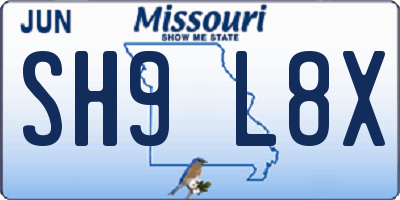 MO license plate SH9L8X