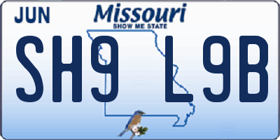 MO license plate SH9L9B