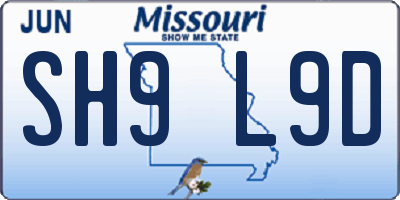 MO license plate SH9L9D