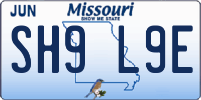 MO license plate SH9L9E